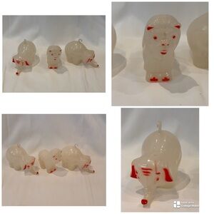 Vintage 50s Rosbro GLOW IN THE DARK Hard plastic CHRISTMAS/Carnival Ornaments